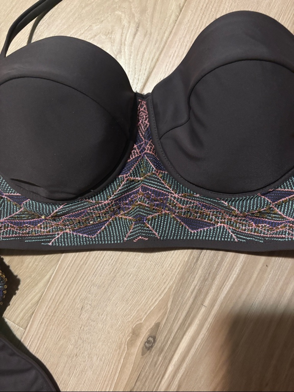 Women’s Dark Grey Two-Piece Swim Bikini with Mint Lining - Picture 4 of 7